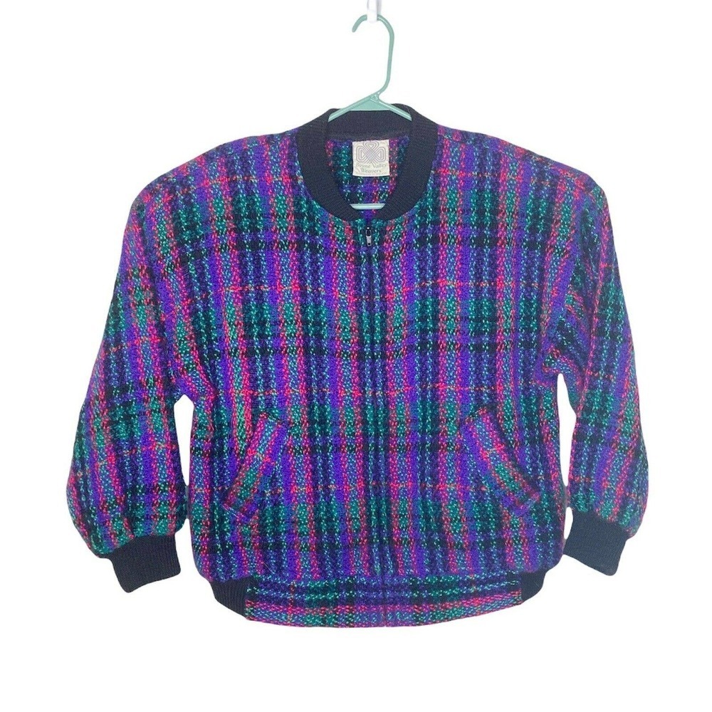 boyne Valley Weavers Handmade in Ireland vtg  Women Wool Zip Sweater Jacket Sm